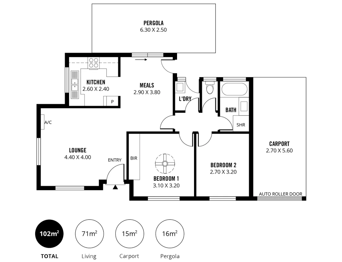 2D black & white floor plan