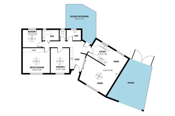 Colour 2D floor plan CAD residential housing