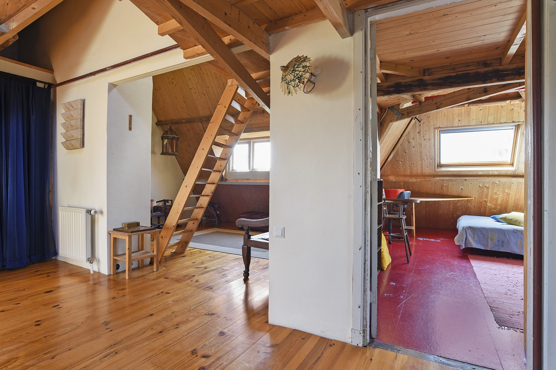 attic old wooden beam before an after