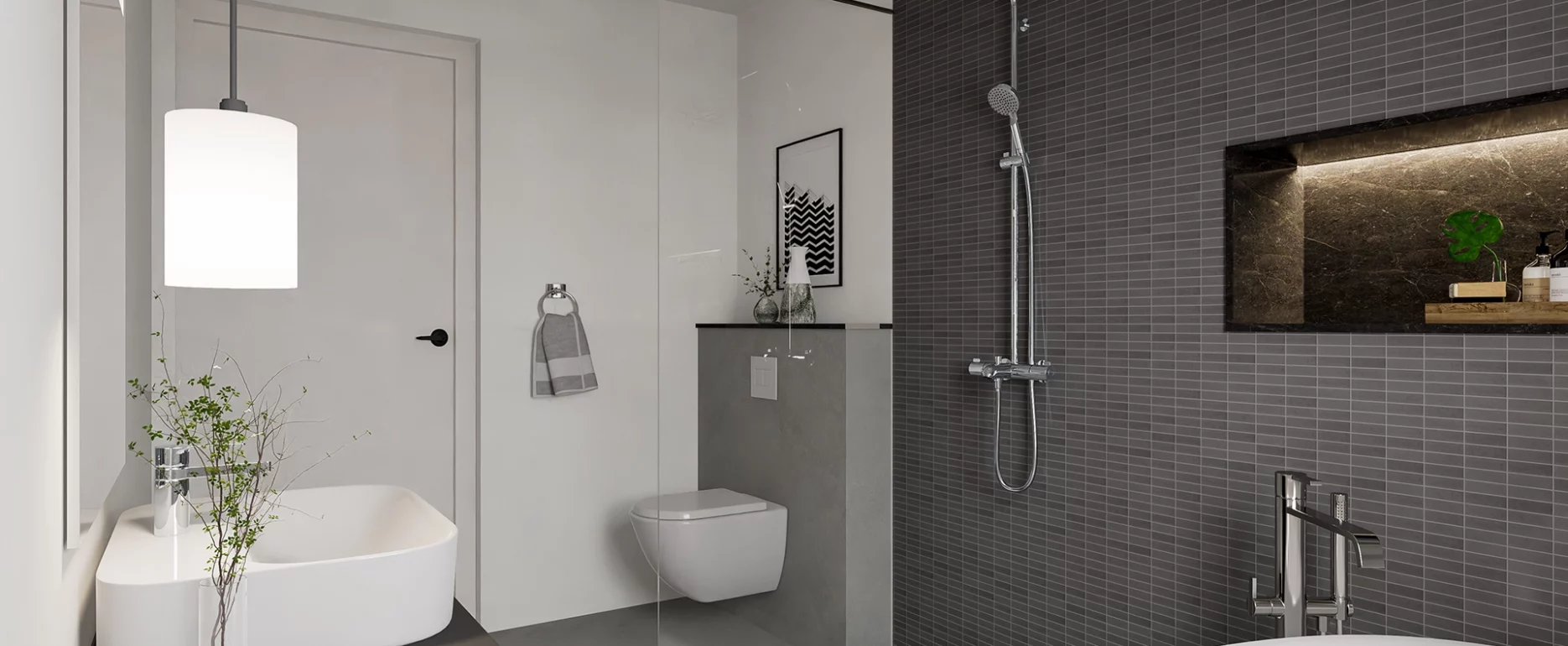 visualization bathroom modern white tiles