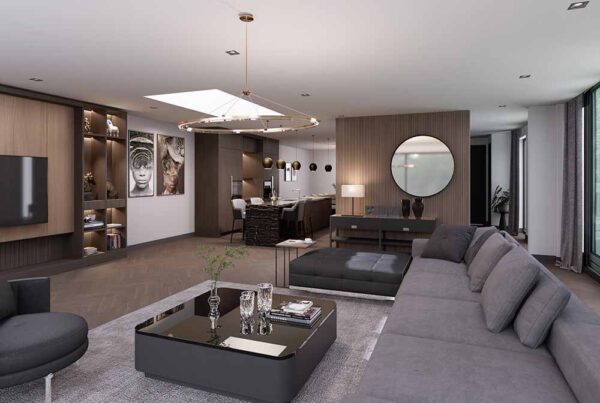 3d interior rendering design for living space