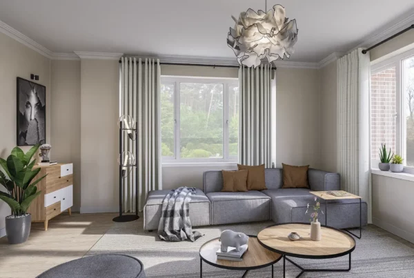interior rendering of living space