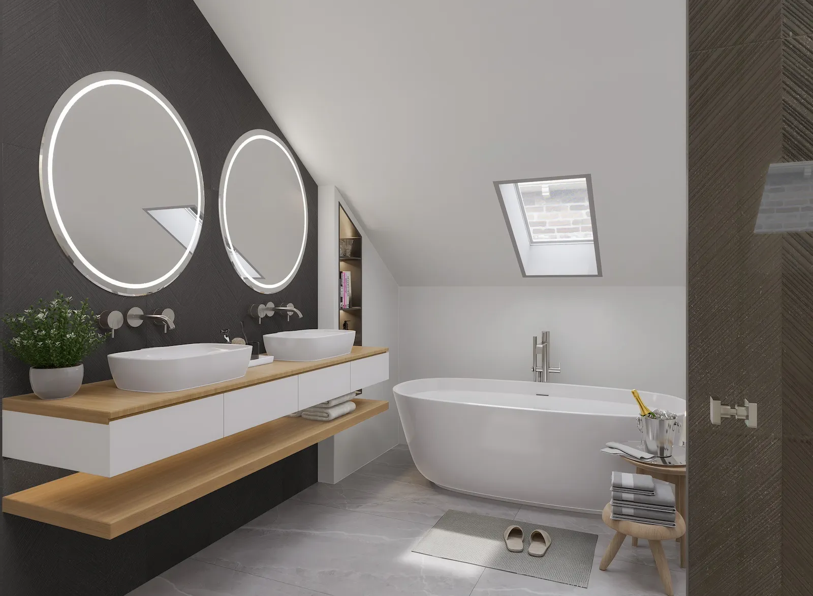 Medium bathroom after 3d rendering design