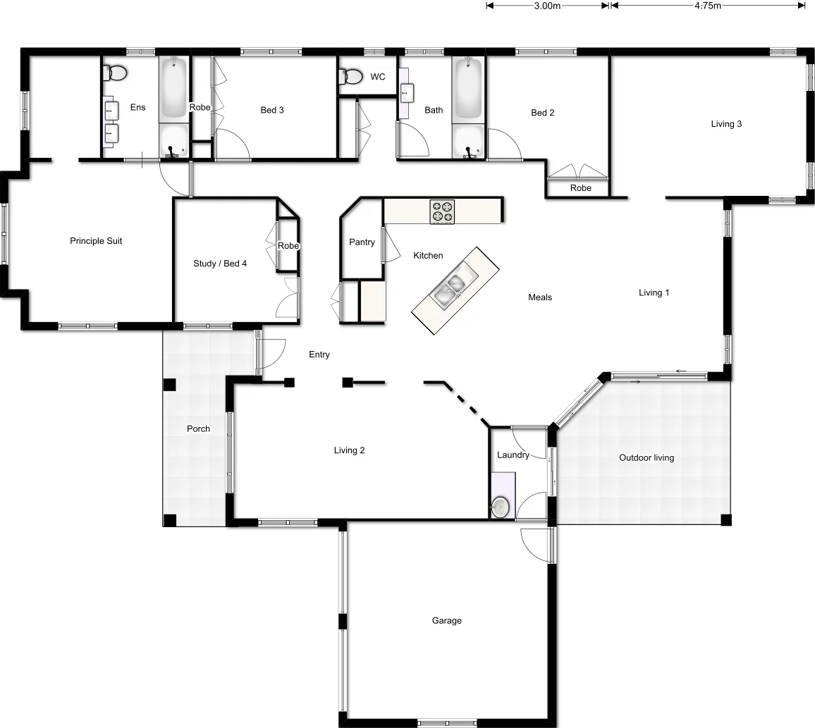 black and white floorplan