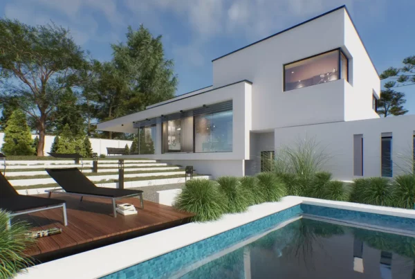 modern white villa with swimmingpool
